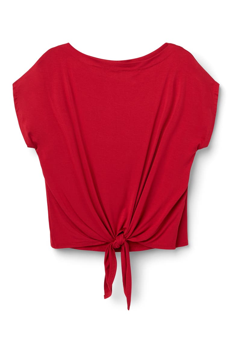Boat Neck Tie Front Top, Alternate, color, RED