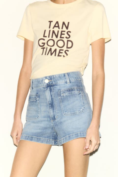 High-waist denim shorts