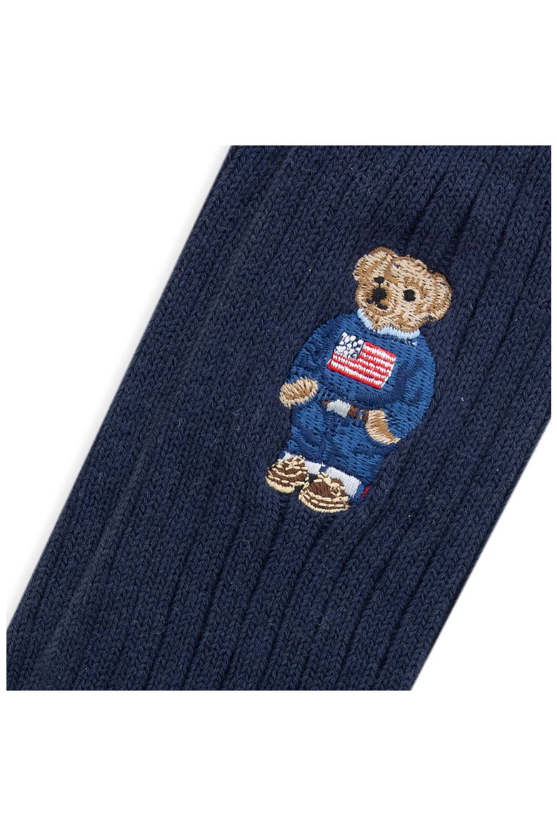 Embroidered Polo Bear Crew Socks, Alternate, color, NAVY
