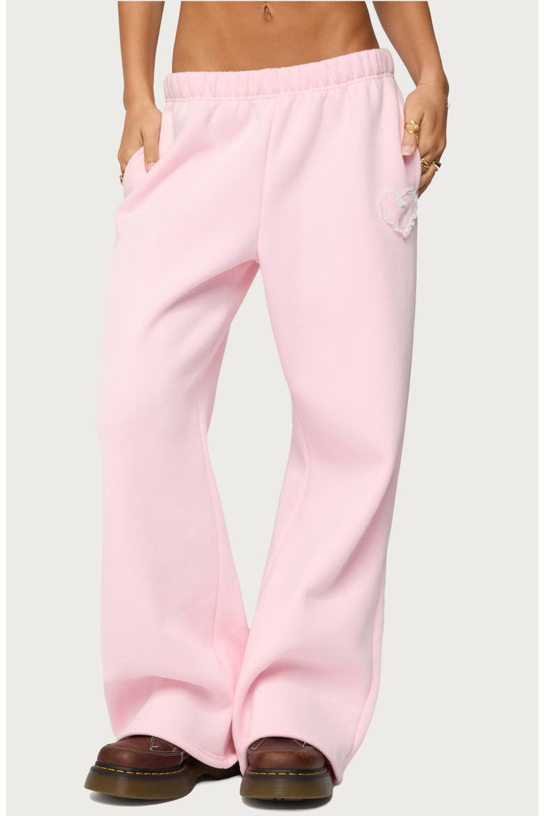 Love Edikted Wide Leg Sweatpants, Main, color, LIGHT-PINK