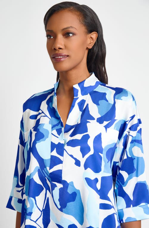 Ming Wang Floral Print Crêpe De Chine Dress In Multi