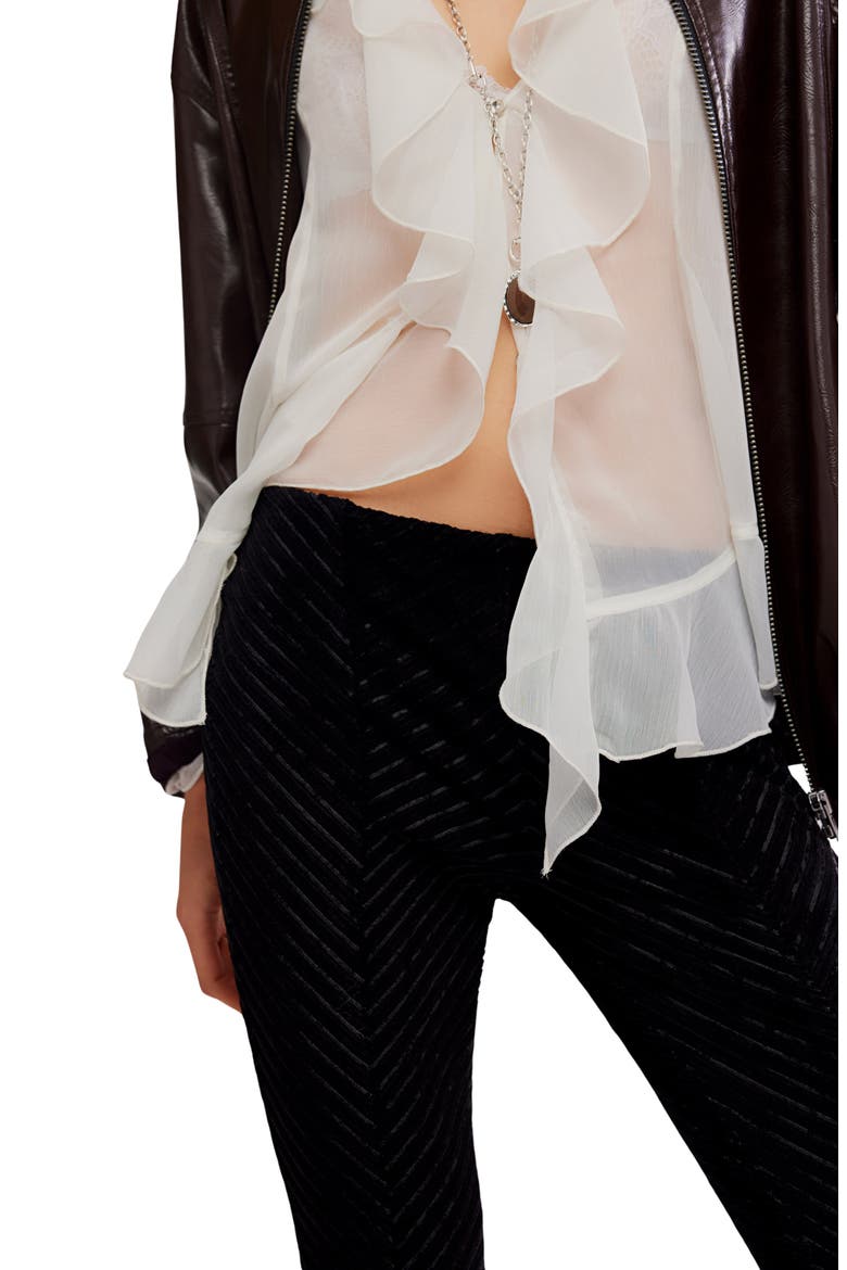 Penny Flare Velvet Pants, Alternate, color, BLACK