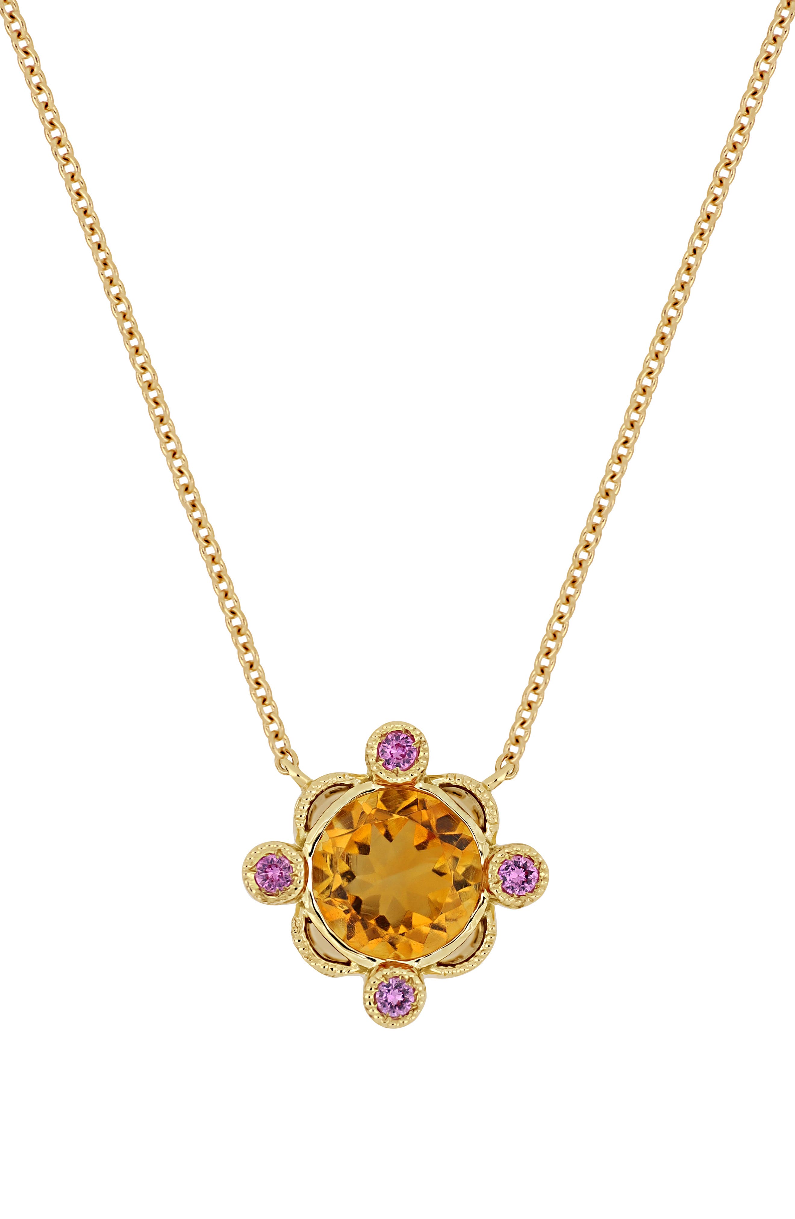 Bony Levy Iris Citrine & Pink Sapphire Pendant Necklace