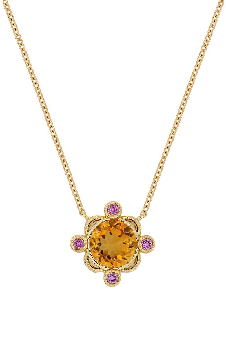 Iris Citrine & Pink Sapphire Pendant Necklace, Main, color, 18K YELLOW GOLD