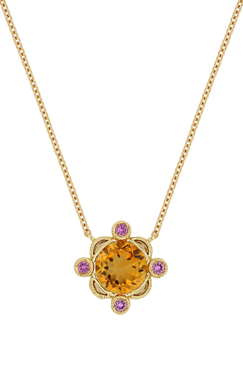 Bony Levy Iris Citrine & Pink Sapphire Pendant Necklace, Main, color,