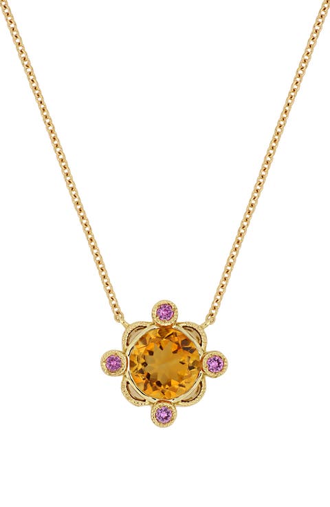 Iris Citrine & Pink Sapphire Pendant Necklace