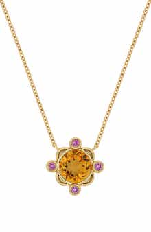 Bony Levy Iris Citrine & Pink Sapphire Pendant Necklace