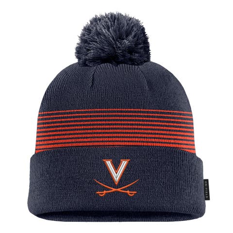 Men's Nike Navy Virginia Cavaliers 2026 On-Field Peak Cuffed Knit Hat with Pom
