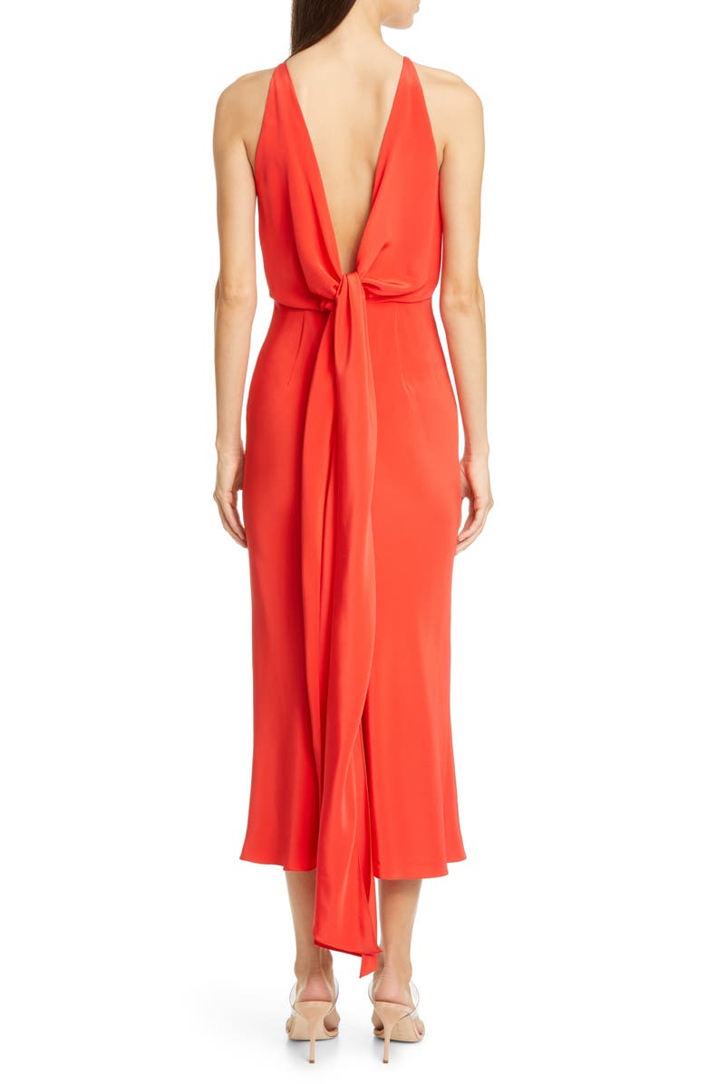 CUSHNIE Tie Back Silk Midi Sheath Dress, Alternate, color,