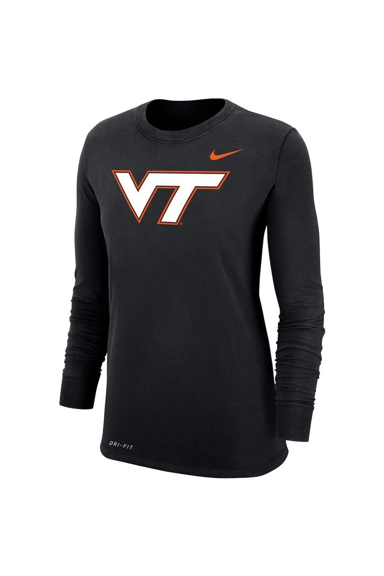 Women's Nike Black Virginia Tech Hokies Logo Performance Long Sleeve T-Shirt, Alternate, color, Black