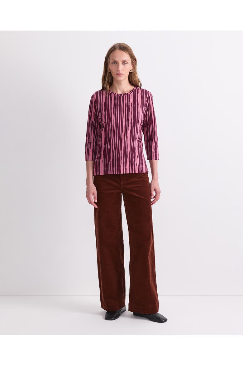 Stripe Print Mercerised 3/4 Sleeve Top, Alternate, color, Pink Multi