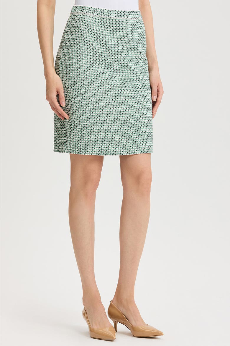 Jacquard Basketweave Straight Skirt, Alternate, color, Kelly Green/Indigo/Ivory