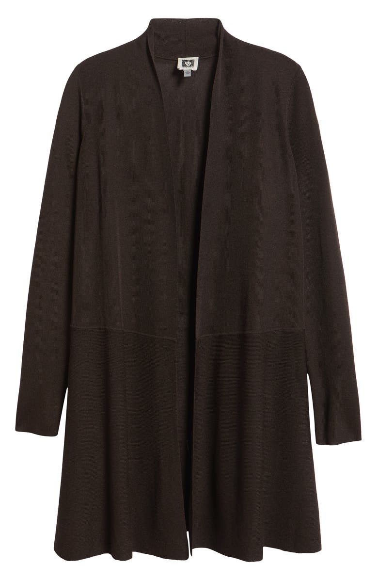 Anne Klein Montery Open Front Longline Cardigan, Alternate, color, Deep Mahogany