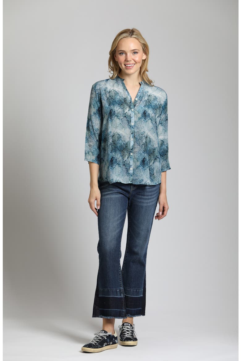 Abstract Print Button-Up Shirt, Alternate, color, BLUE/GREY MULTI