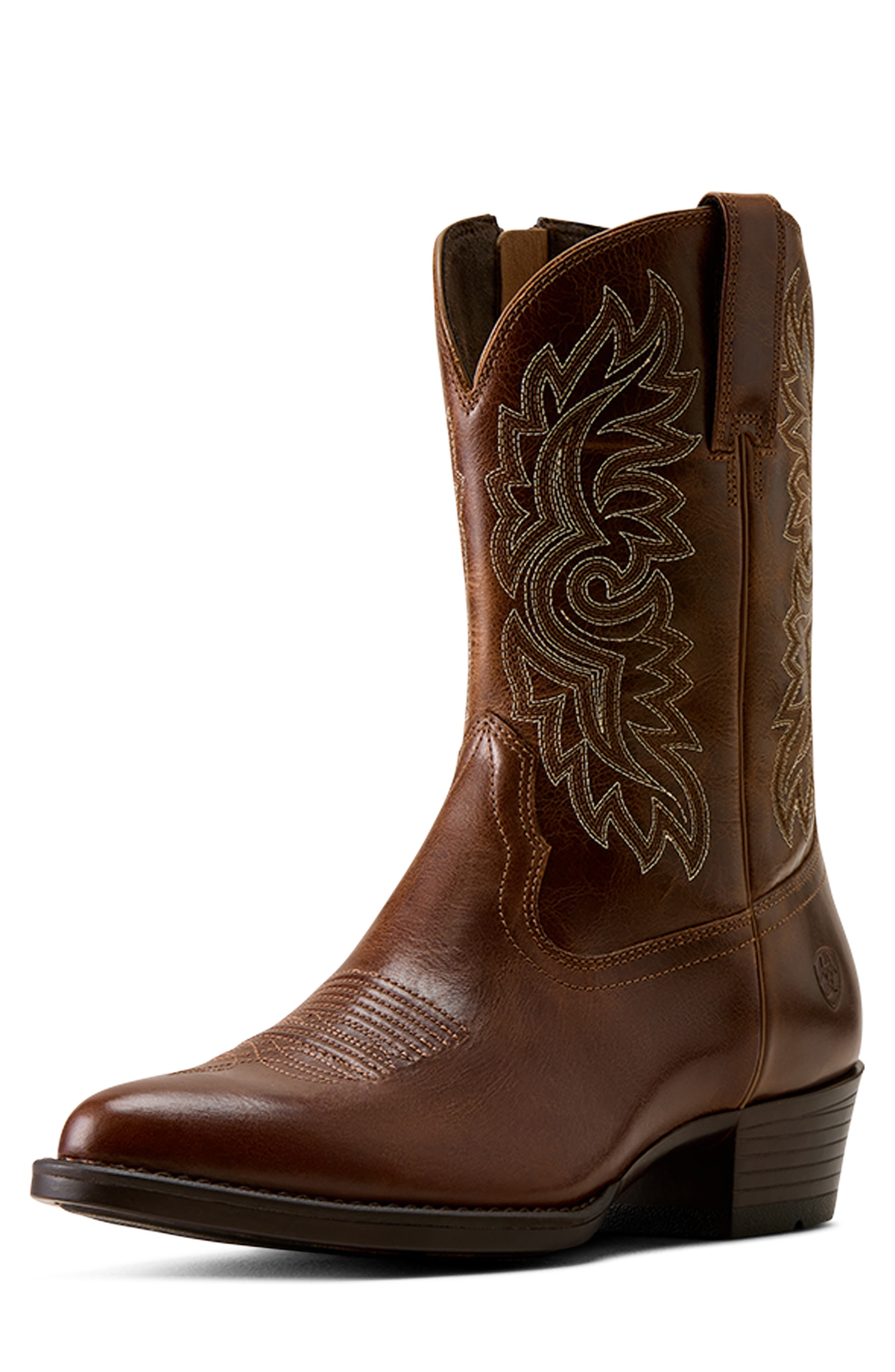 Sumter R Toe Western Boot, Alternate, color, DARK TAN