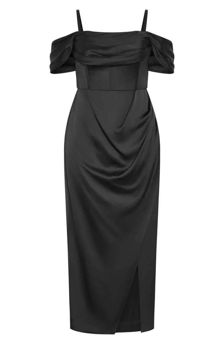 City Chic Forbidden Off the Shoulder Maxi Dress, Alternate, color, Black