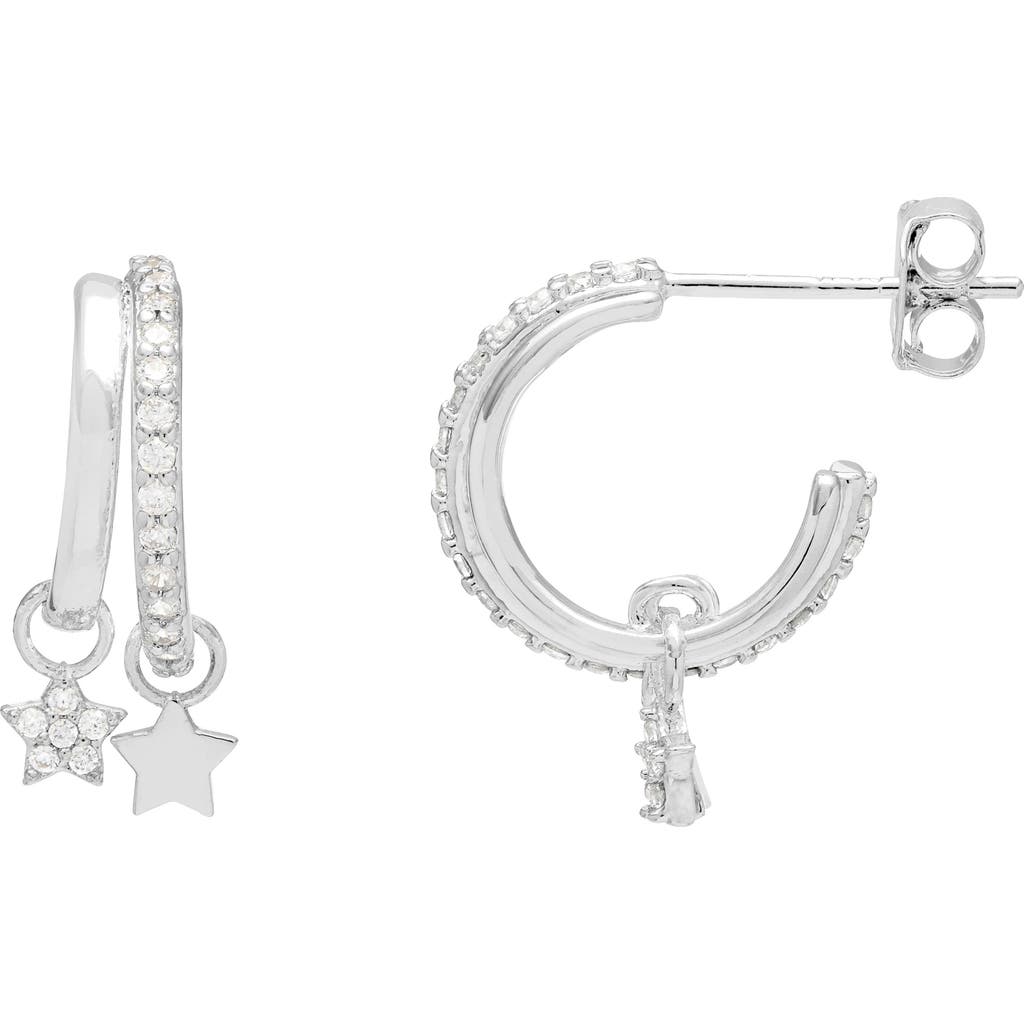 Estella Bartlett Duo Pavé Star Hoop Earrings In Metallic