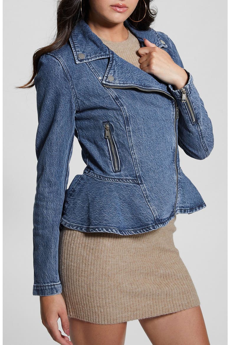 Denim Moto Jacket, Alternate, color, SYRUS