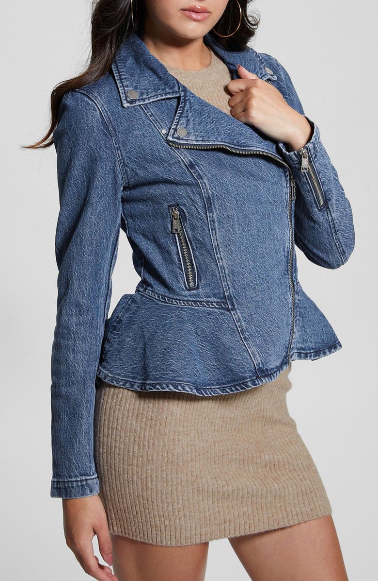 GUESS Denim Moto Jacket, Alternate, color, 