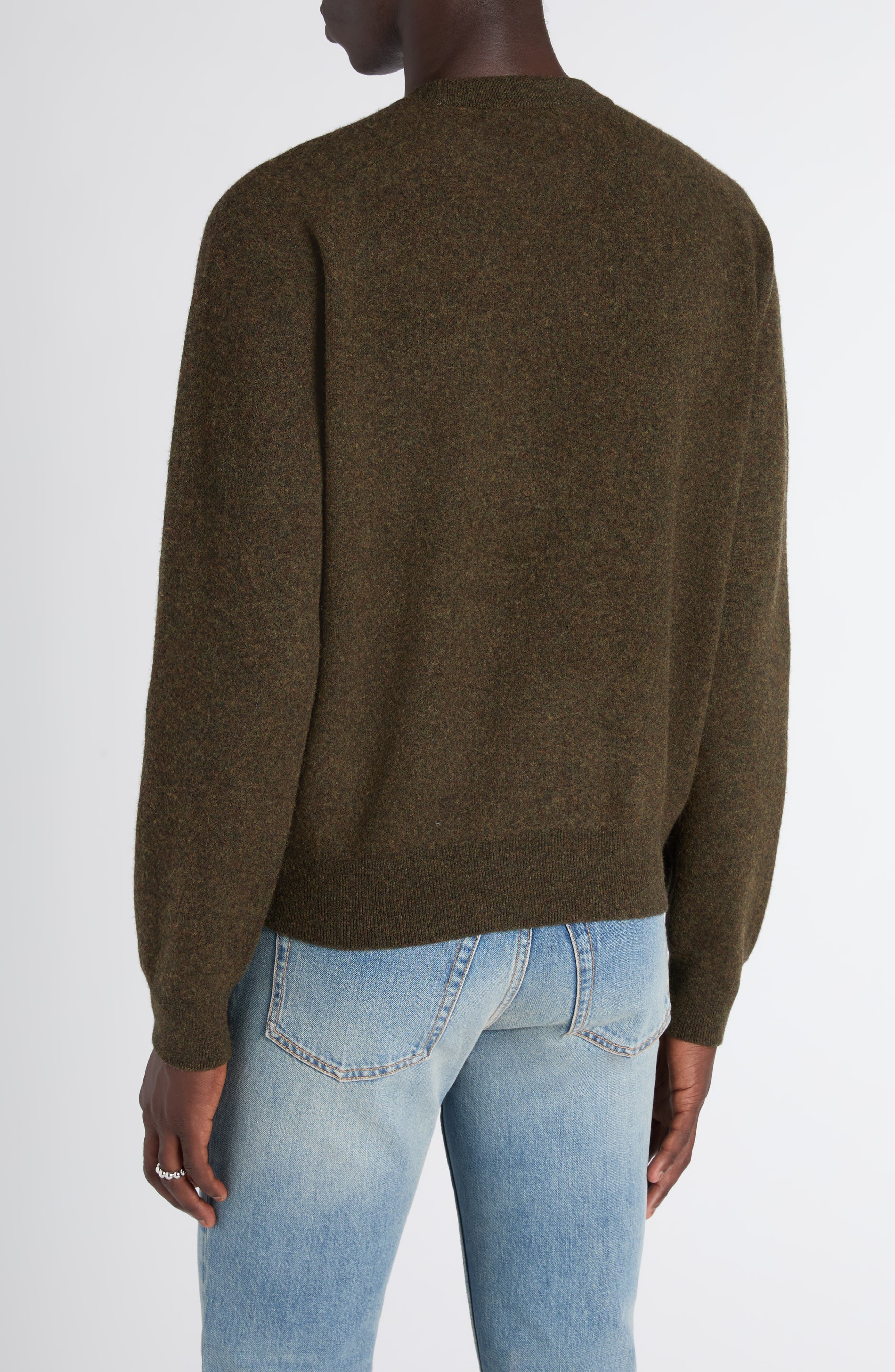 Embroidered Skull Wool Crewneck Sweater - image 2