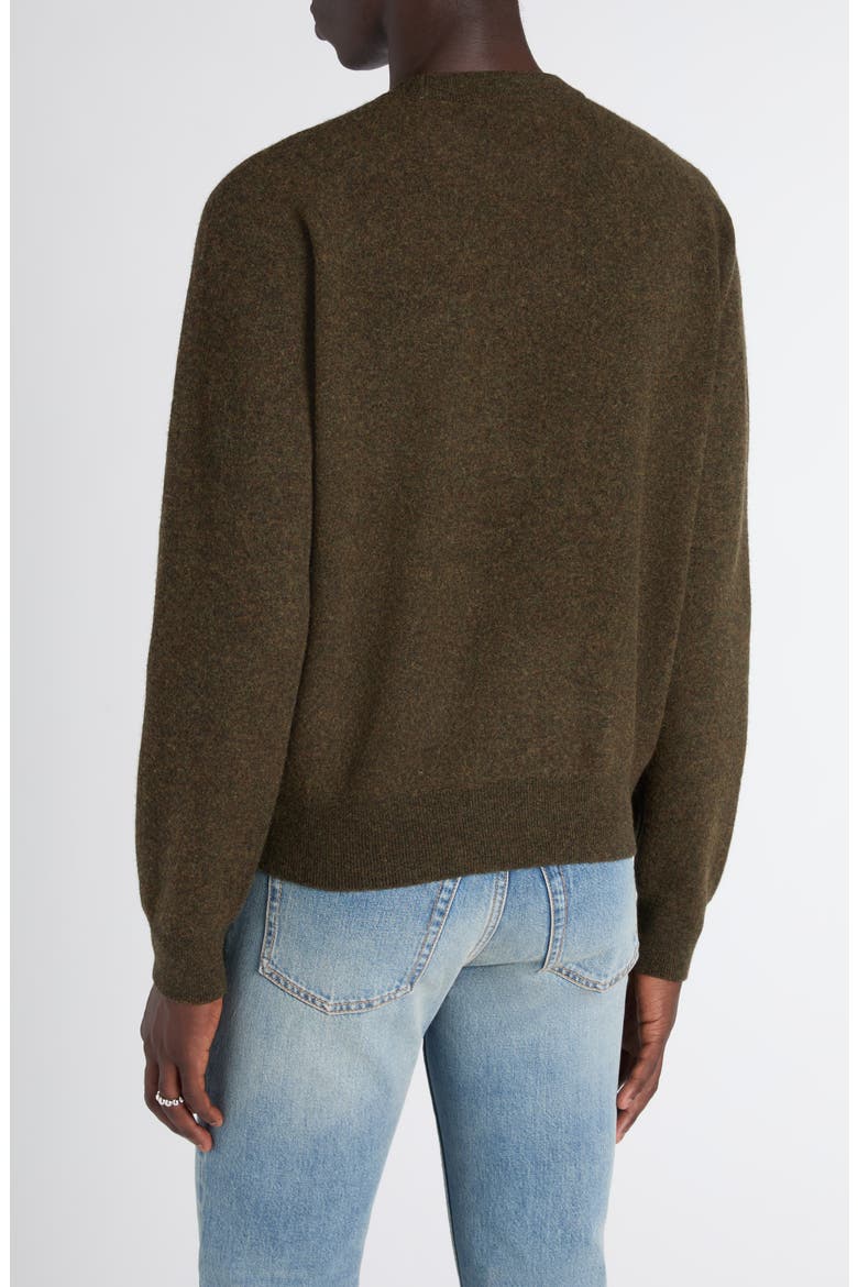 Embroidered Skull Wool Crewneck Sweater, Alternate, color, OLIVE/ HONEY
