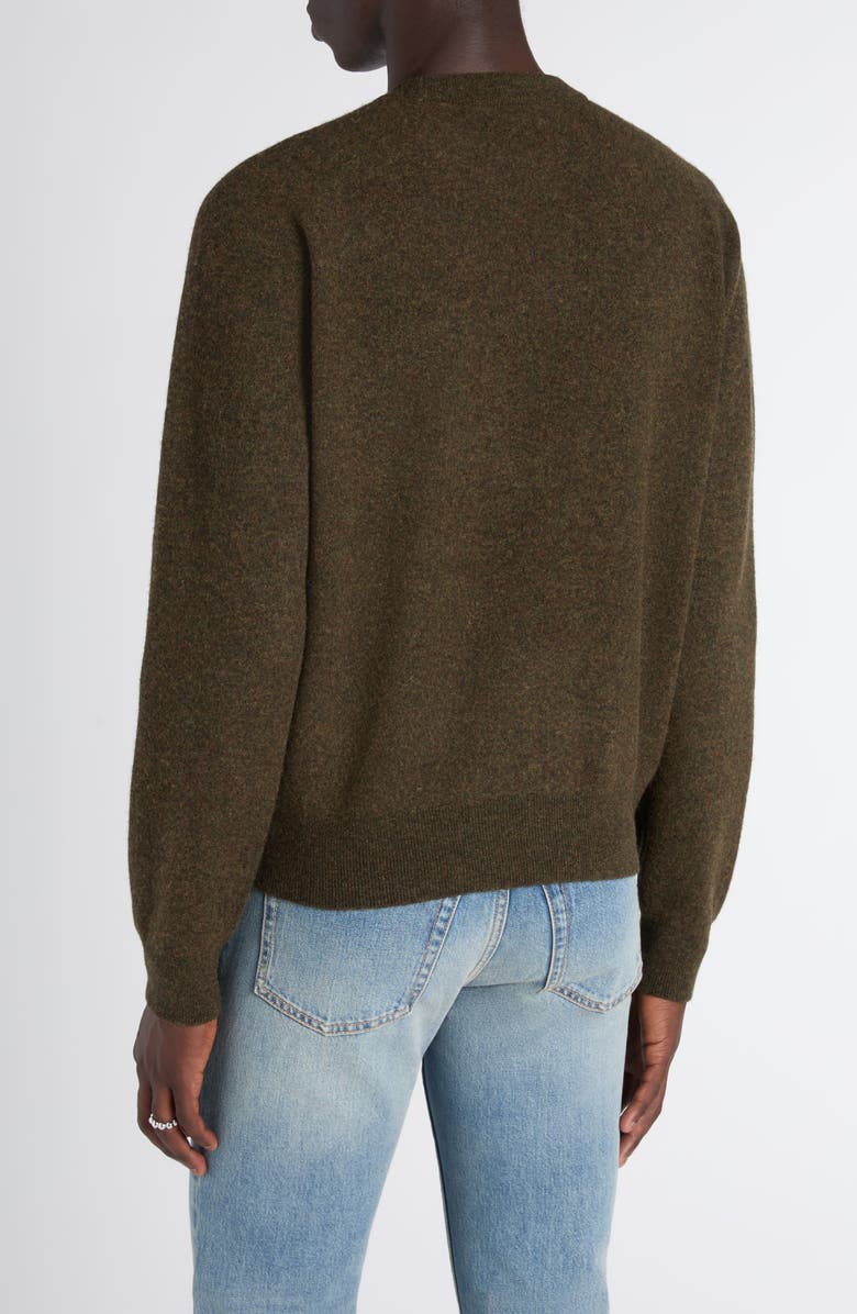 McQueen Embroidered Skull Wool Crewneck Sweater, Alternate, color, Olive/ Honey