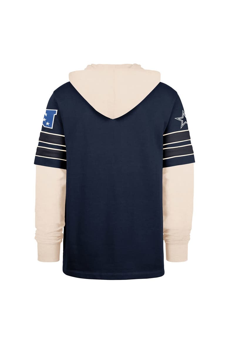 Men's '47  Navy Dallas Cowboys Split Zone Cornerback Duo Hoodie, Alternate, color, Navy