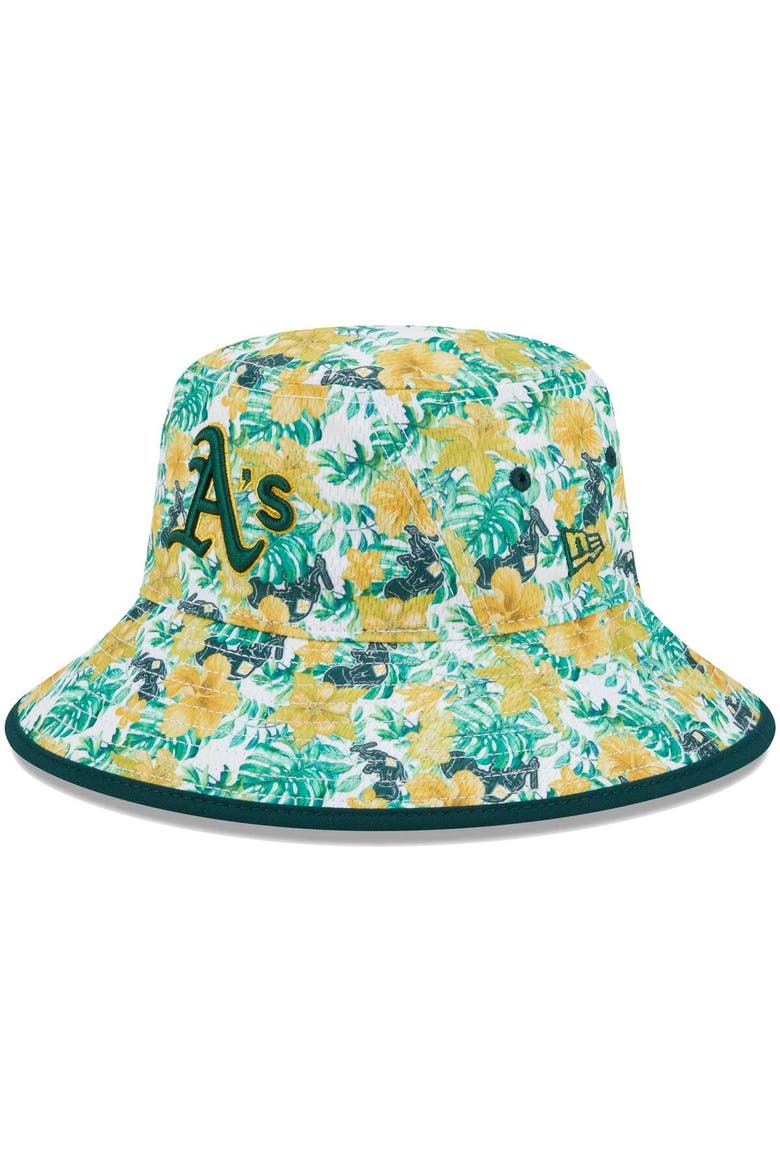 Men's New Era Oakland Athletics Tropic Floral Bucket Hat, Main, color, Green