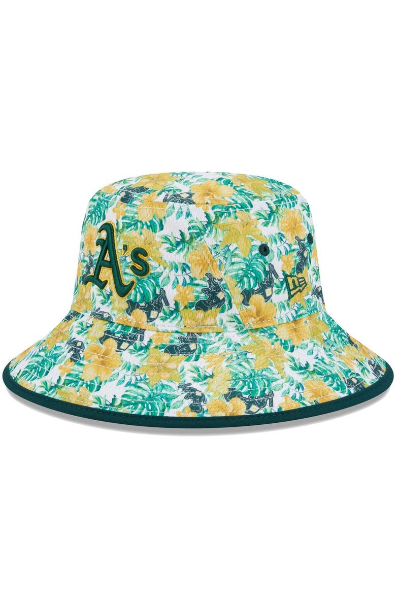 New Era Men's New Era Oakland Athletics Tropic Floral Bucket Hat, Main, color, Green