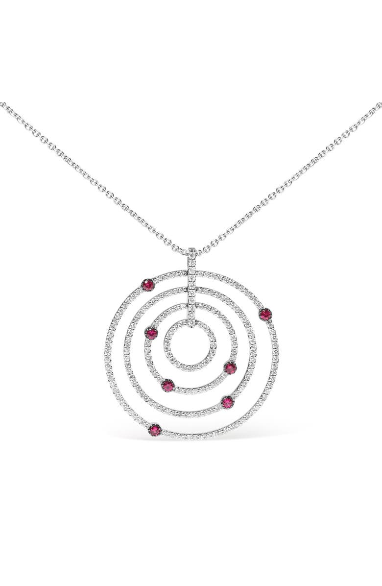 Haus of Brilliance 18K Gold 2 1/6 Cttw Diamonds and Ruby Circles Pendant Necklace, Main, color, White