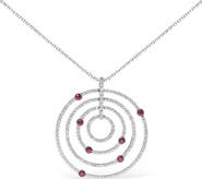 Haus of Brilliance 18K Gold 2 1/6 Cttw Diamonds and Ruby Circles Pendant Necklace