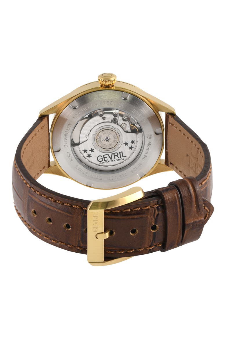 Empire Leather Strap Automatic Watch, 40mm, Alternate, color, BROWN