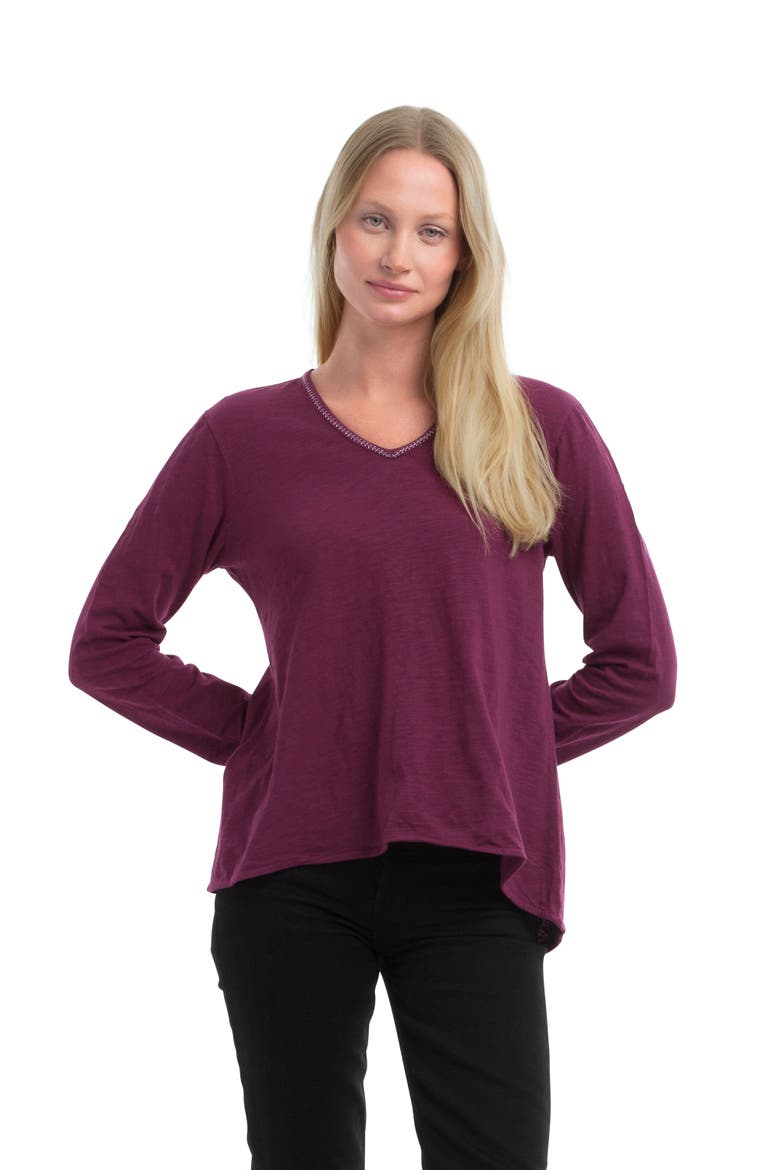 Metallic Thread V-Neck, Alternate, color, Magenta Purple