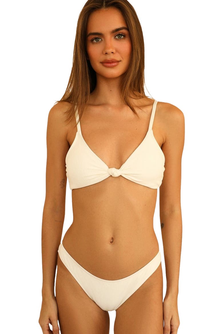 Zen Triangle Knotted Bikini Top, Alternate, color, Cloud Ribbed
