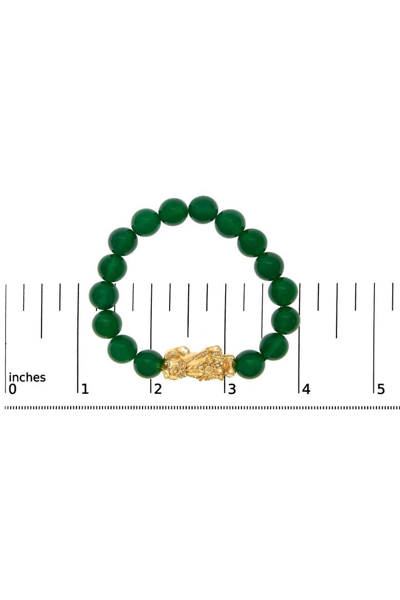 18K Yellow Gold Green Agate Beaded Bracelet with Dragon Charm, Alternate, color, Yellow Gold
