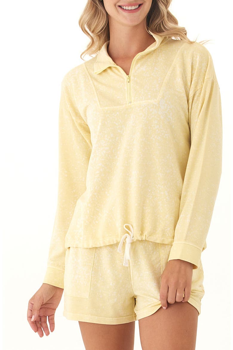 Nyloa Spray Wash Terry Quater Zip Top, Main, color, LEMONADE