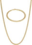 Adornia Men's Curb Chain Bracelet & Necklace Set