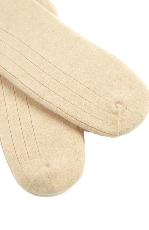 Gobi Mongolian Cashmere Trim Knit Bed Socks In Neutral