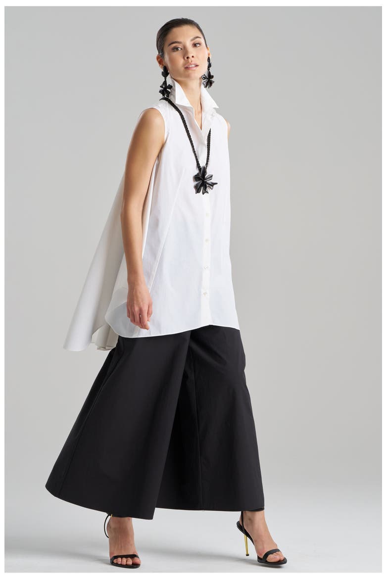 TECHNO POPLIN Sleeveless Trapeze Tunic, Main, color, WHITE