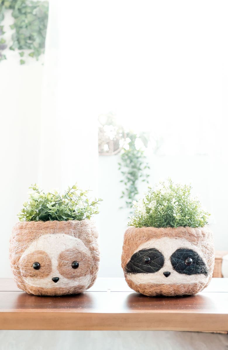 LIKHA Animal Head Coco Coir Planters, Alternate, color, Three-Tone