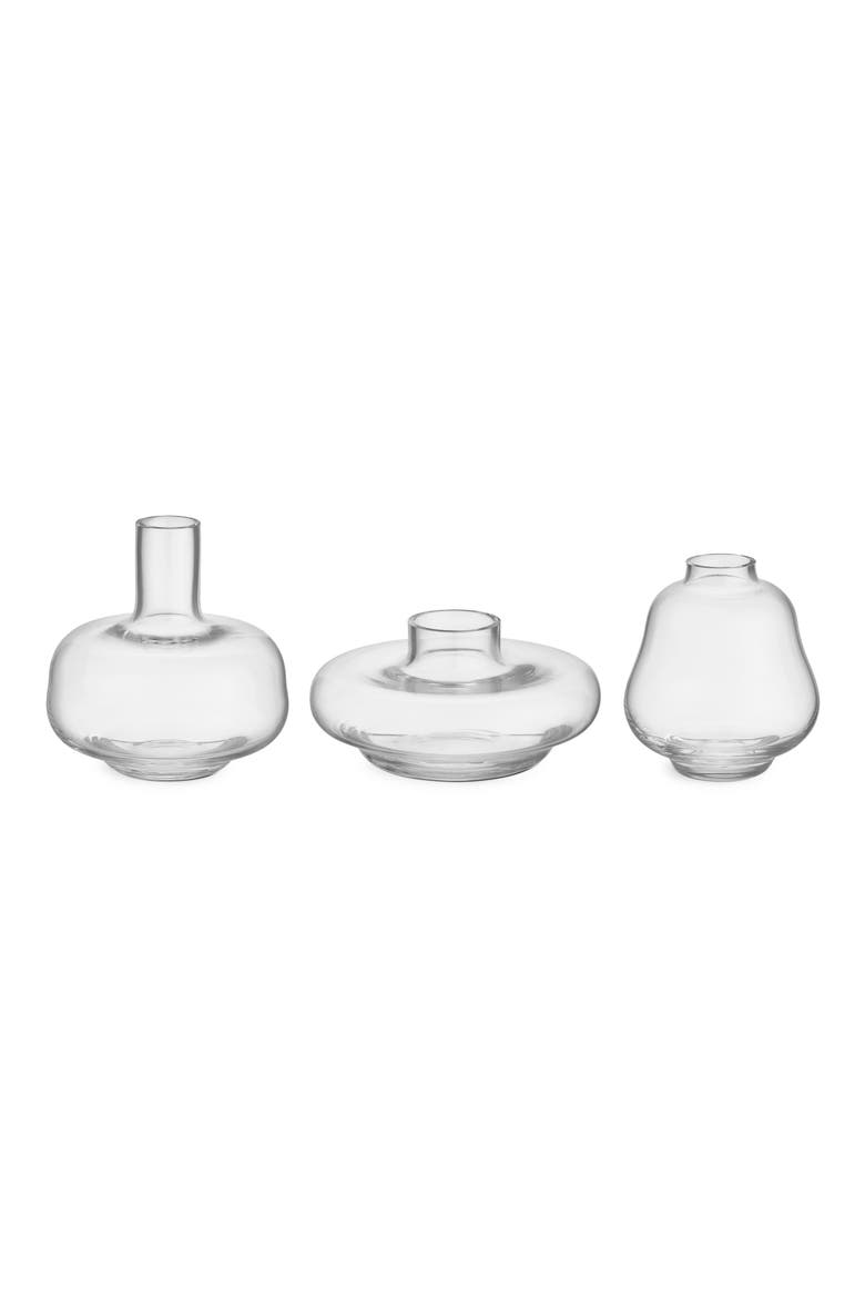 Kappa Set of 3 Mini Vases, Main, color, CLEAR