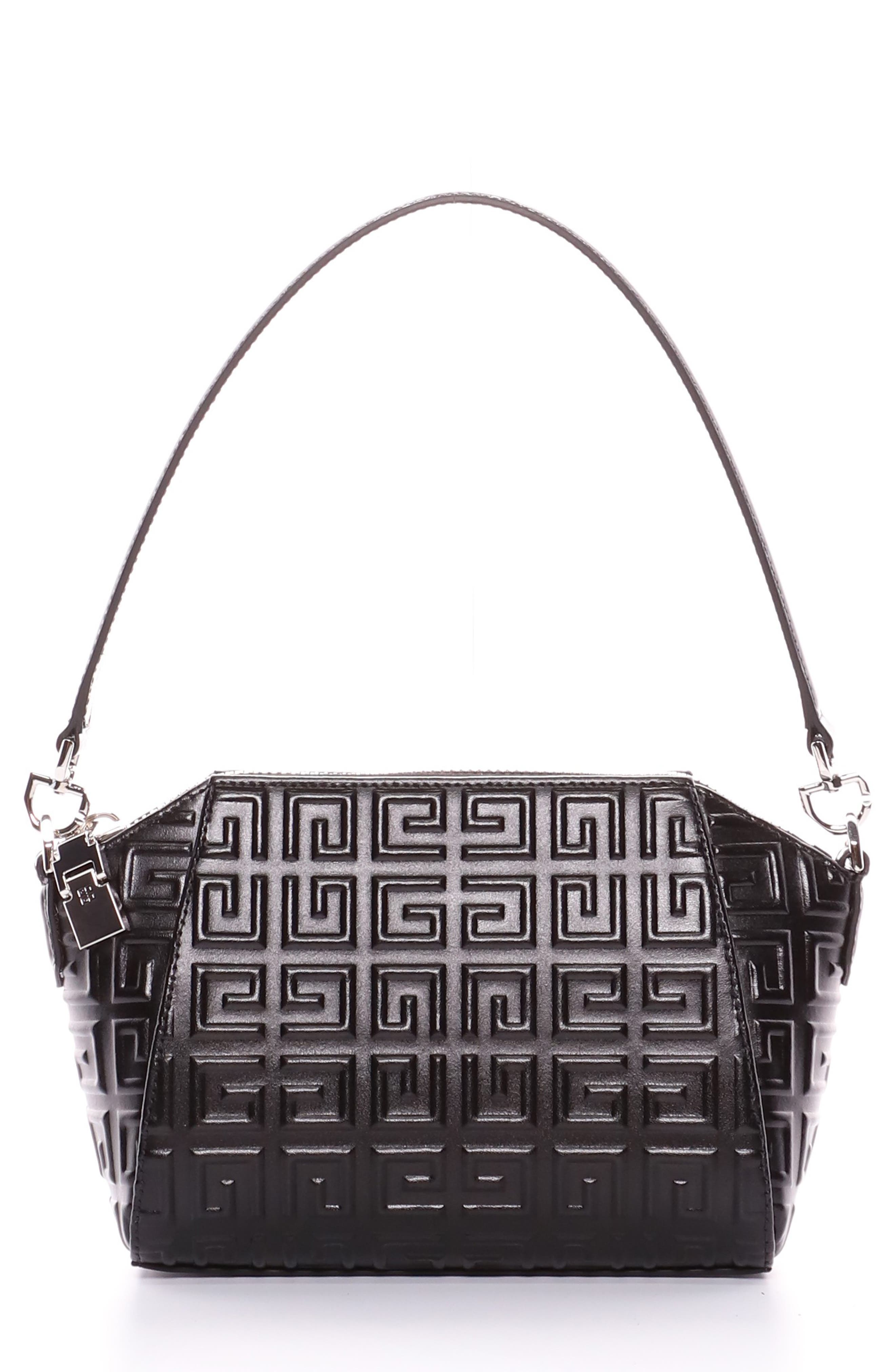 Givenchy Extra Small Antigona Logo Embossed Leather Bag, Main, color, 