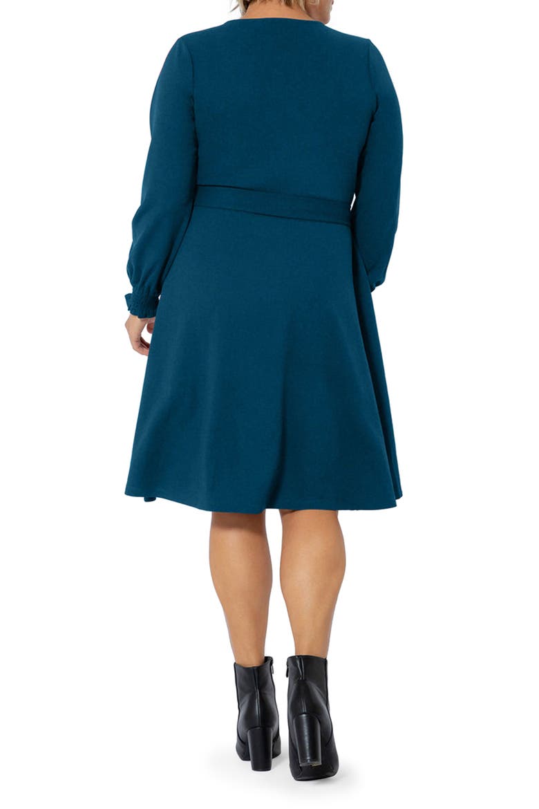 Perfect Long Sleeve Faux Wrap Dress, Alternate, color, IBMC - SOLID INK BLUE