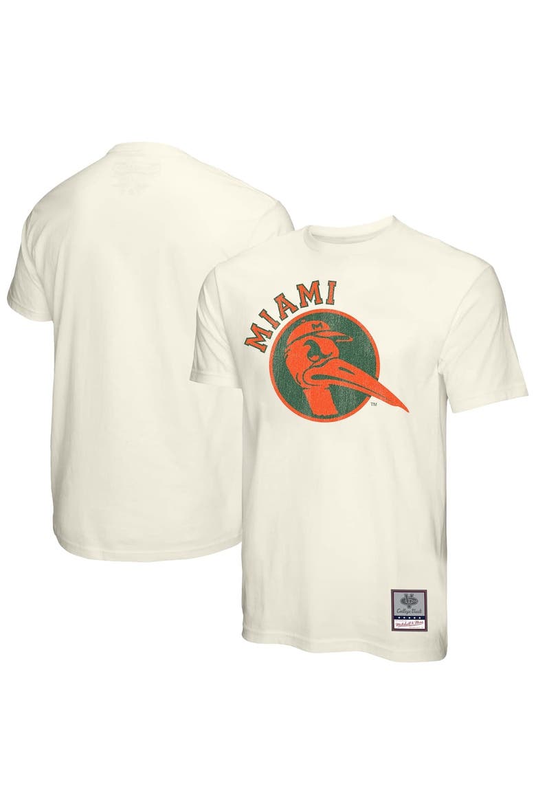Men's Mitchell & Ness  Cream Miami Hurricanes Vintage Tone T-Shirt, Alternate, color, Cream