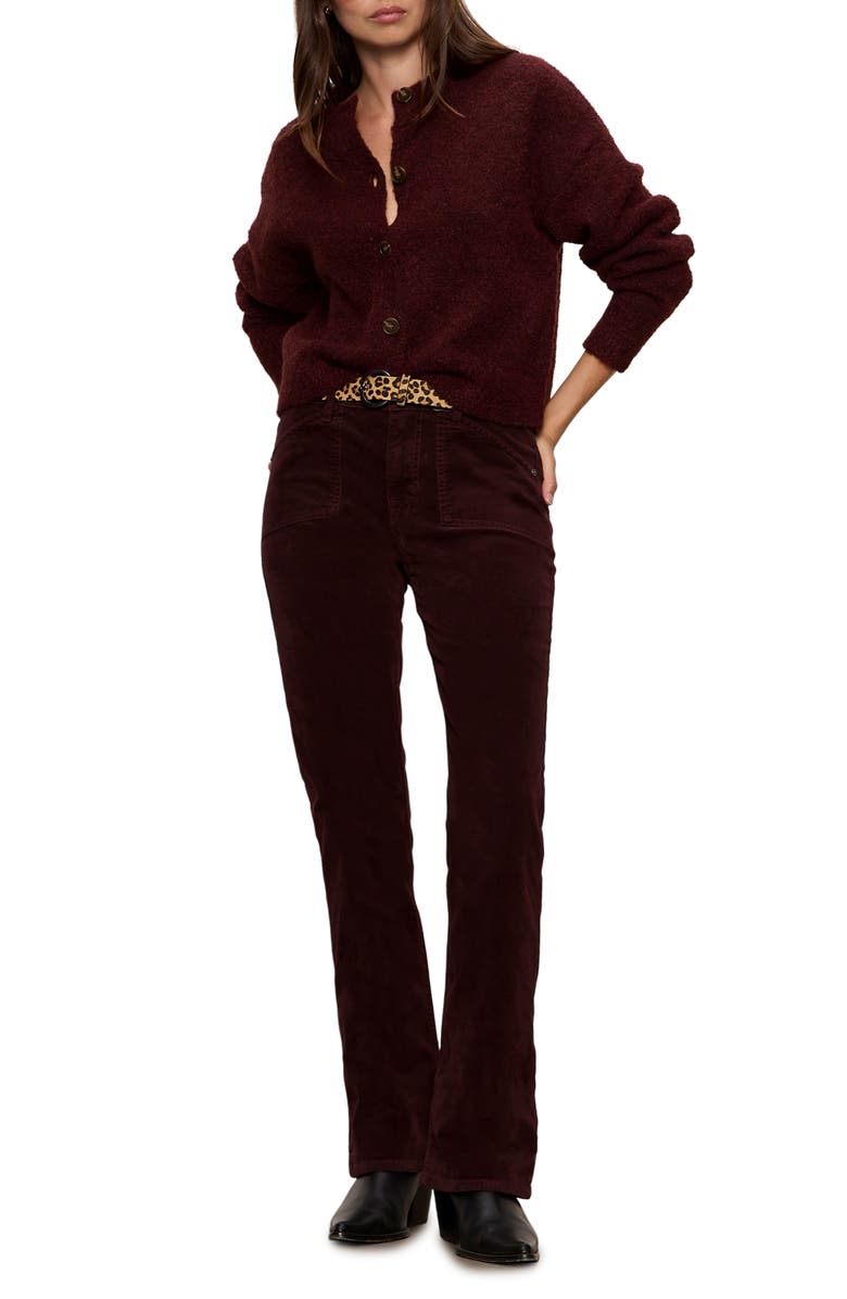 Sanctuary High Waist Bootcut Velveteen Pants, Alternate, color, Dark Crimson Red