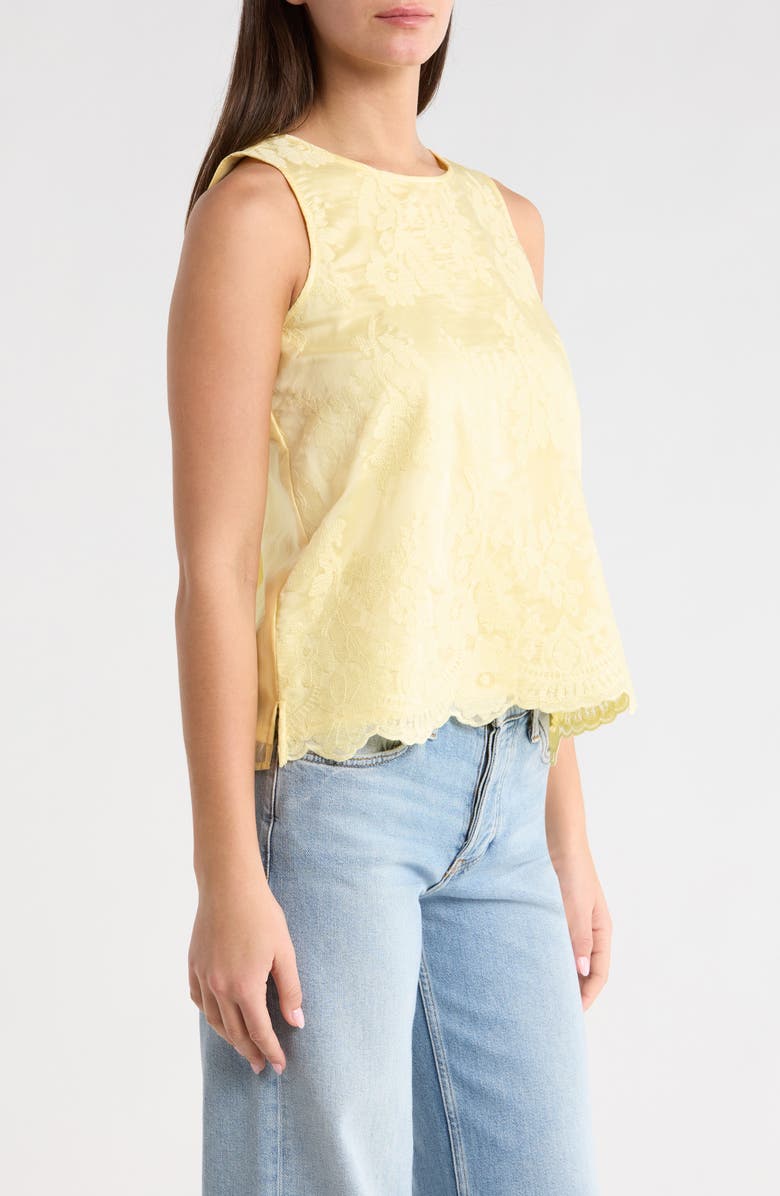 Vince Camuto Lace Overly Tank, Alternate, color, Lemon Cream