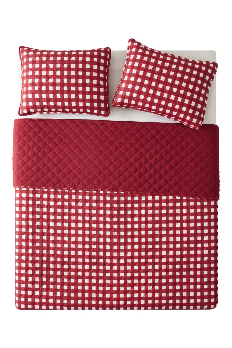 Gingham Quilt Set, Main, color, RED