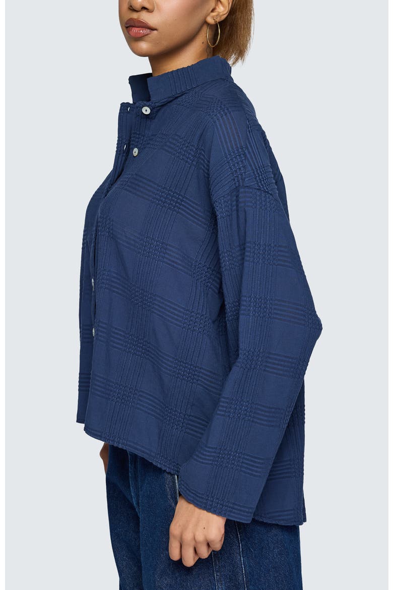 Serina Mandarin Collar Shirt, Alternate, color, Navy