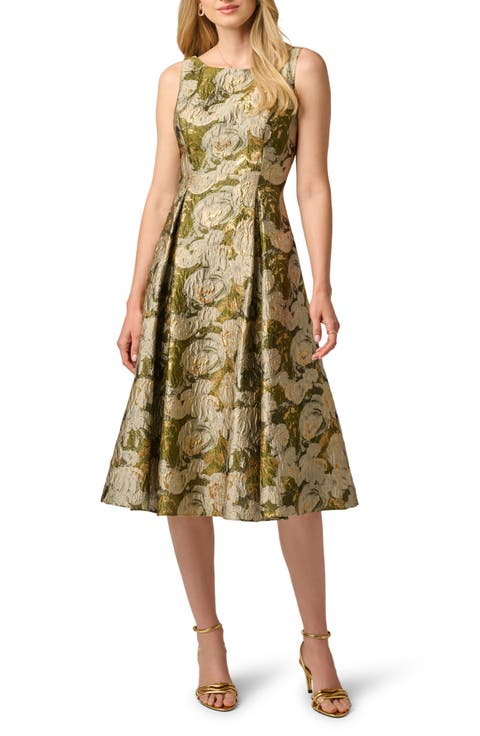 Floral Jacquard Midi Dress