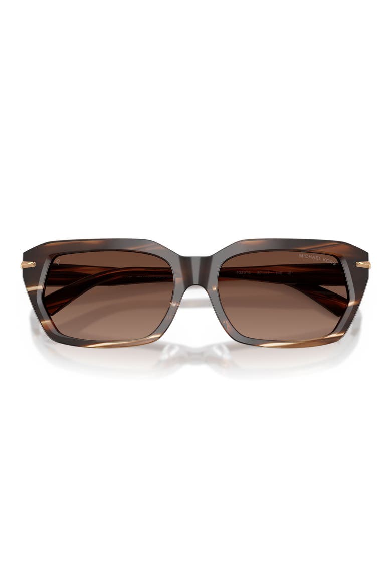 Lake Tahoe 54mm Gradient Polarized Rectangular Sunglasses, Alternate, color, BROWN HORN / BROWN SOLID POLAR